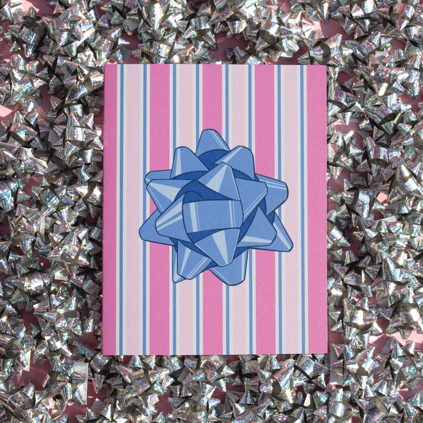 Striped Gift Box With Bow Card