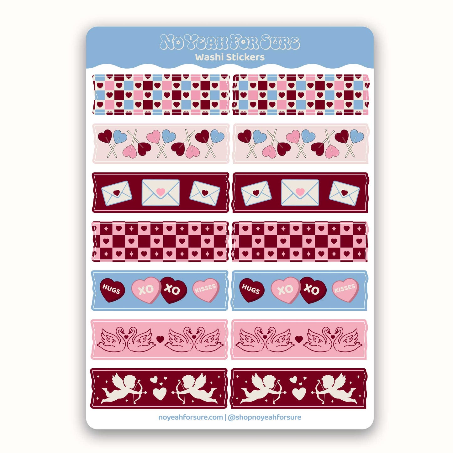 Washi shaped stickers with various designs on a white background