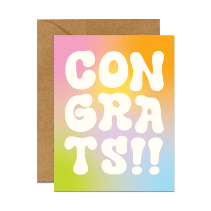 rainbow gradient congrats card with envelope