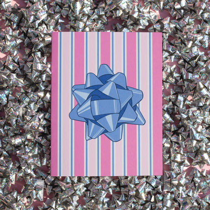 Striped Gift Box With Bow Card