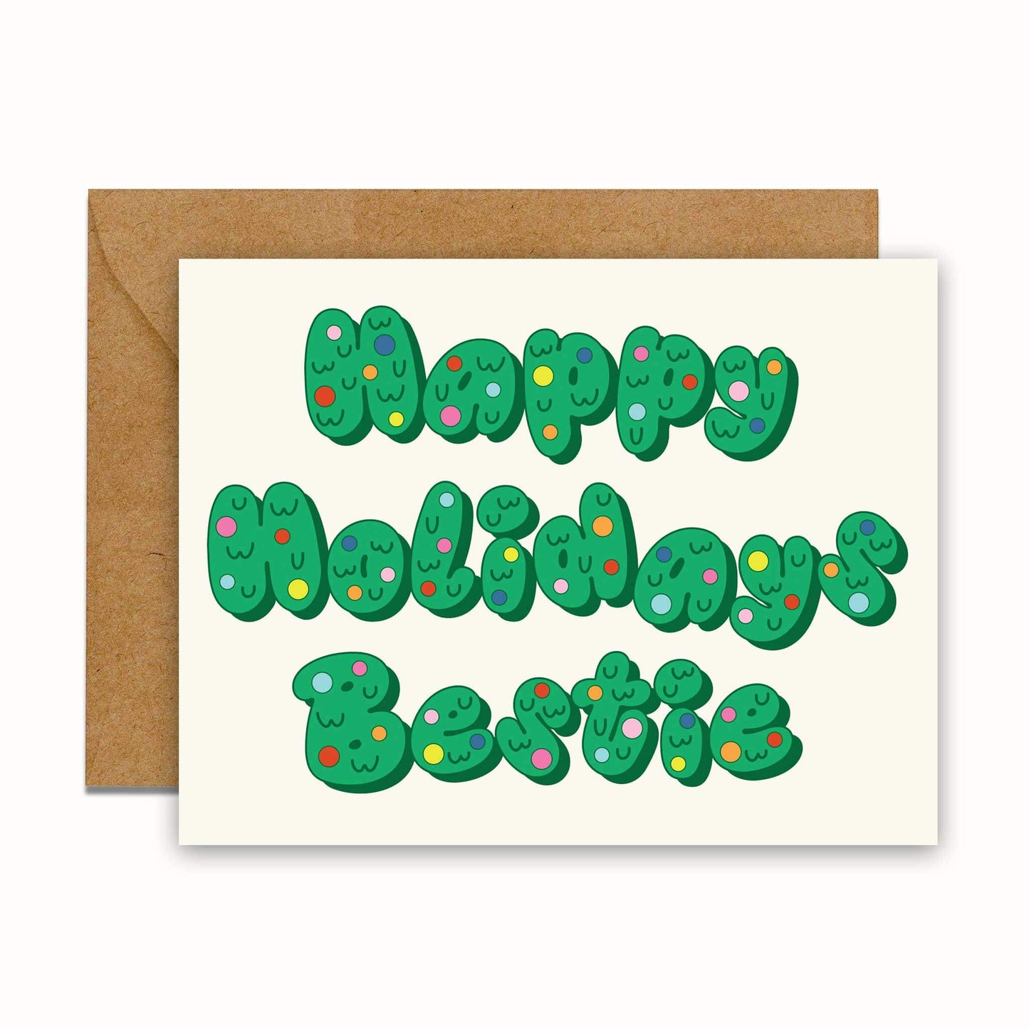 Greeting card with 'Happy Holidays Bertie' text on a white background