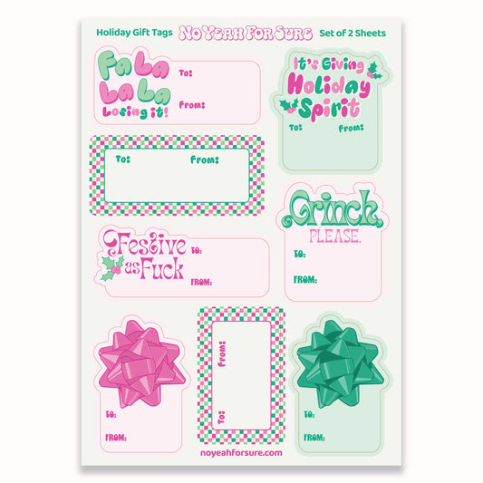 Fa La La Funny Holiday Gift Tag Sticker Sheets