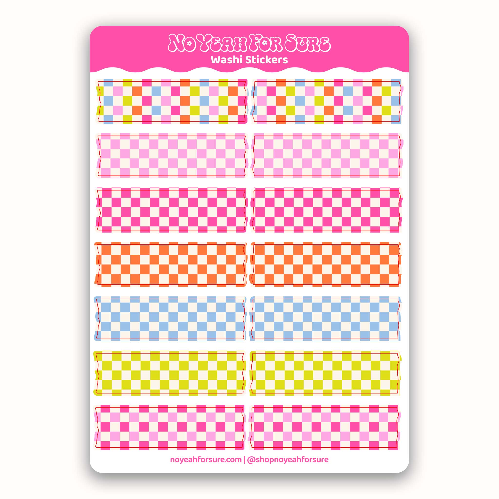 Checkered Washi Sticker Sheet – No Yeah For Sure