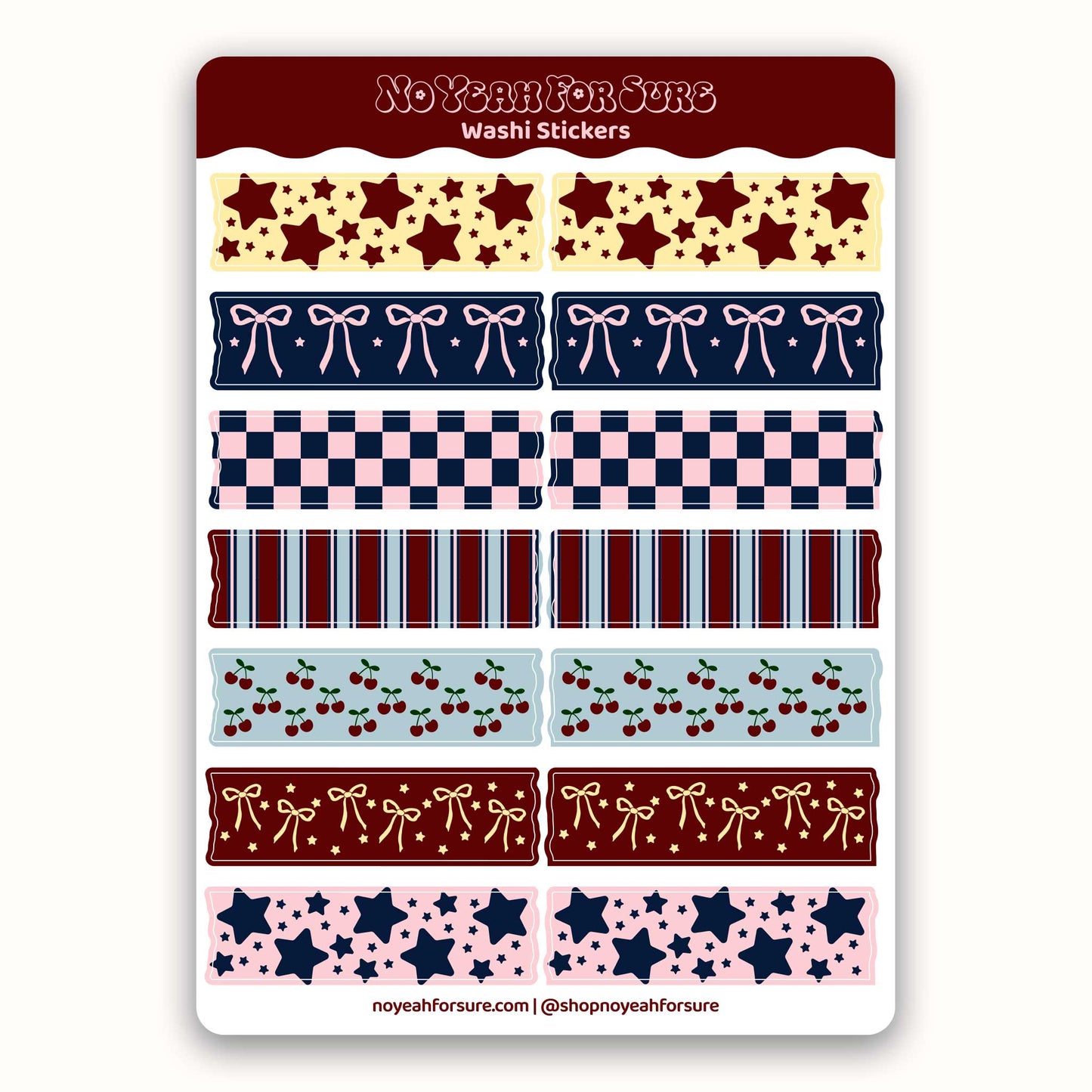 Sheet of decorative washi stickers with various patterns on a white background.