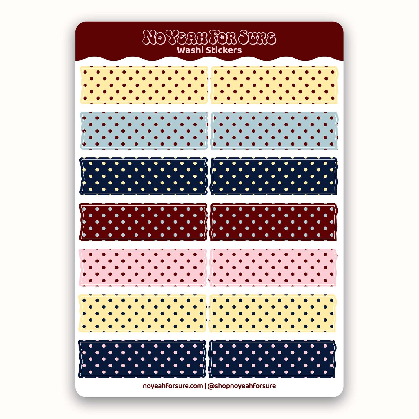 Set of washi stickers with polka dot patterns on a white background