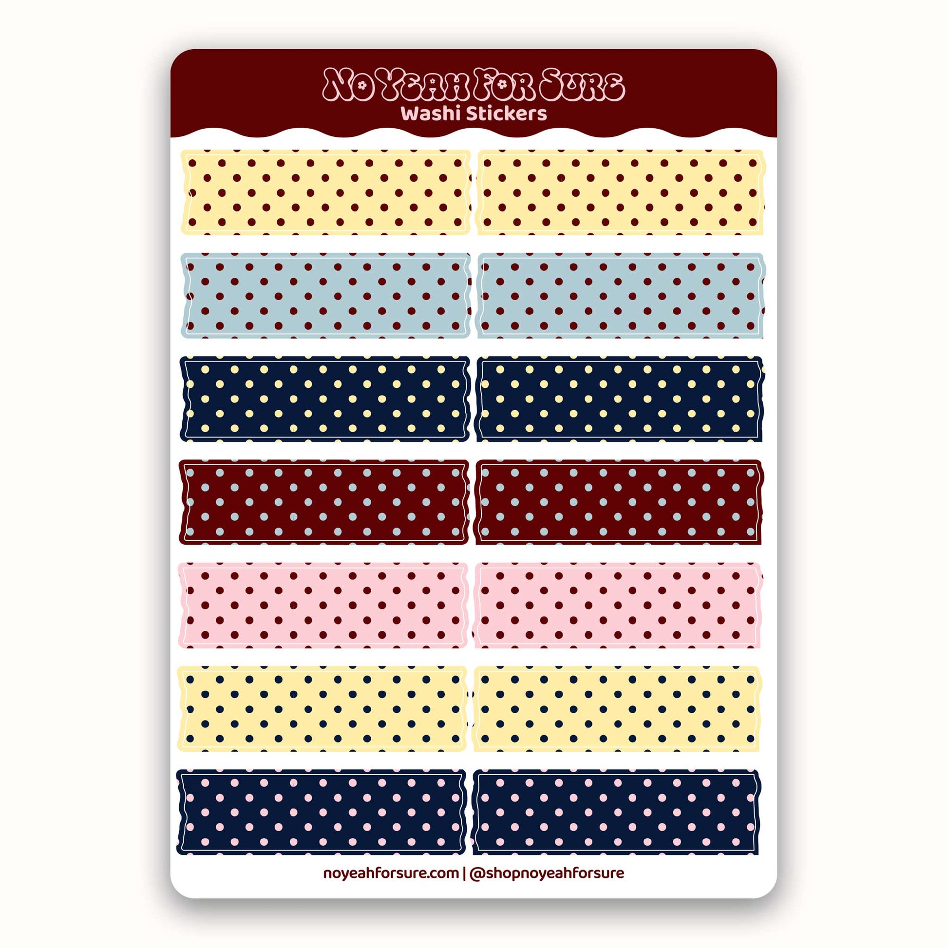 Set of washi stickers with polka dot patterns on a white background