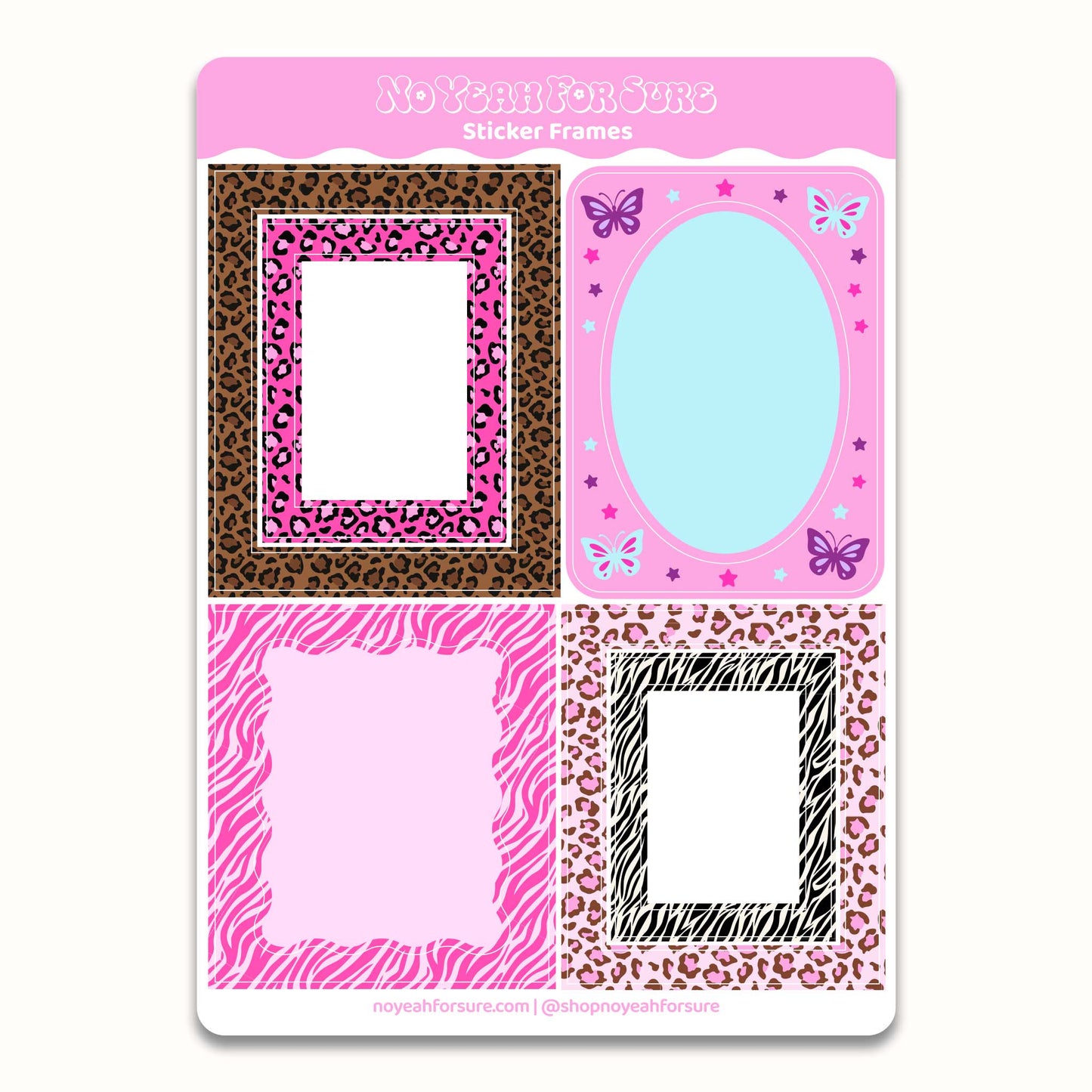 Sticker frames with animal print designs