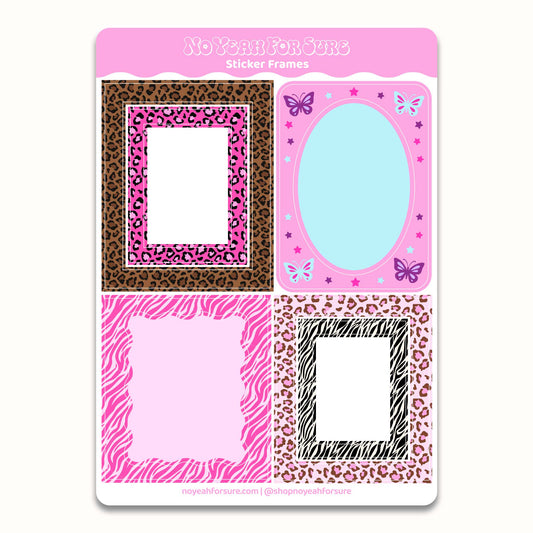 Sticker frames with animal print designs