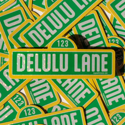 Delulu Lane Glitter Sticker