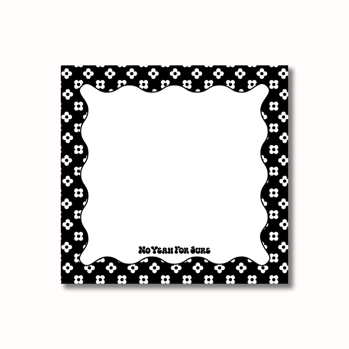 black and white retro daisy print sticky note pad