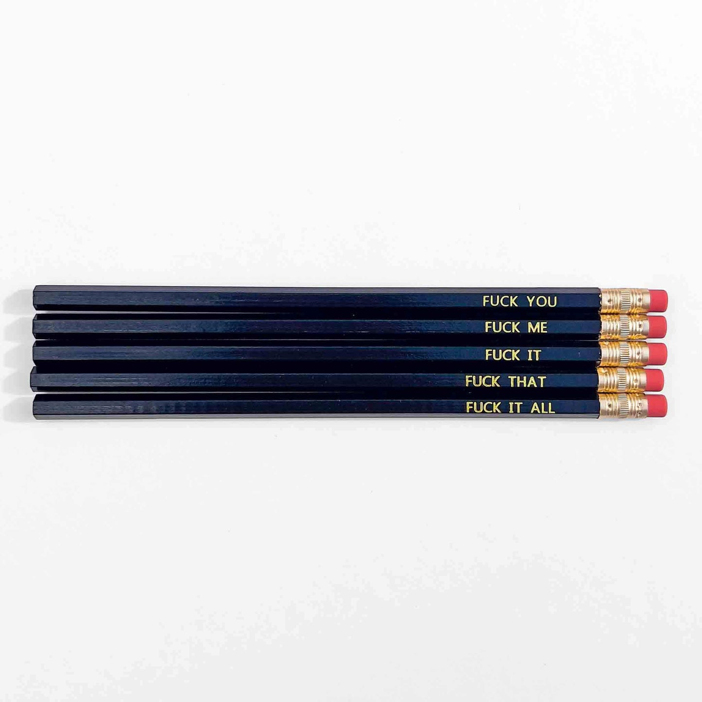 funny swear word phrases foil stamped pencil set