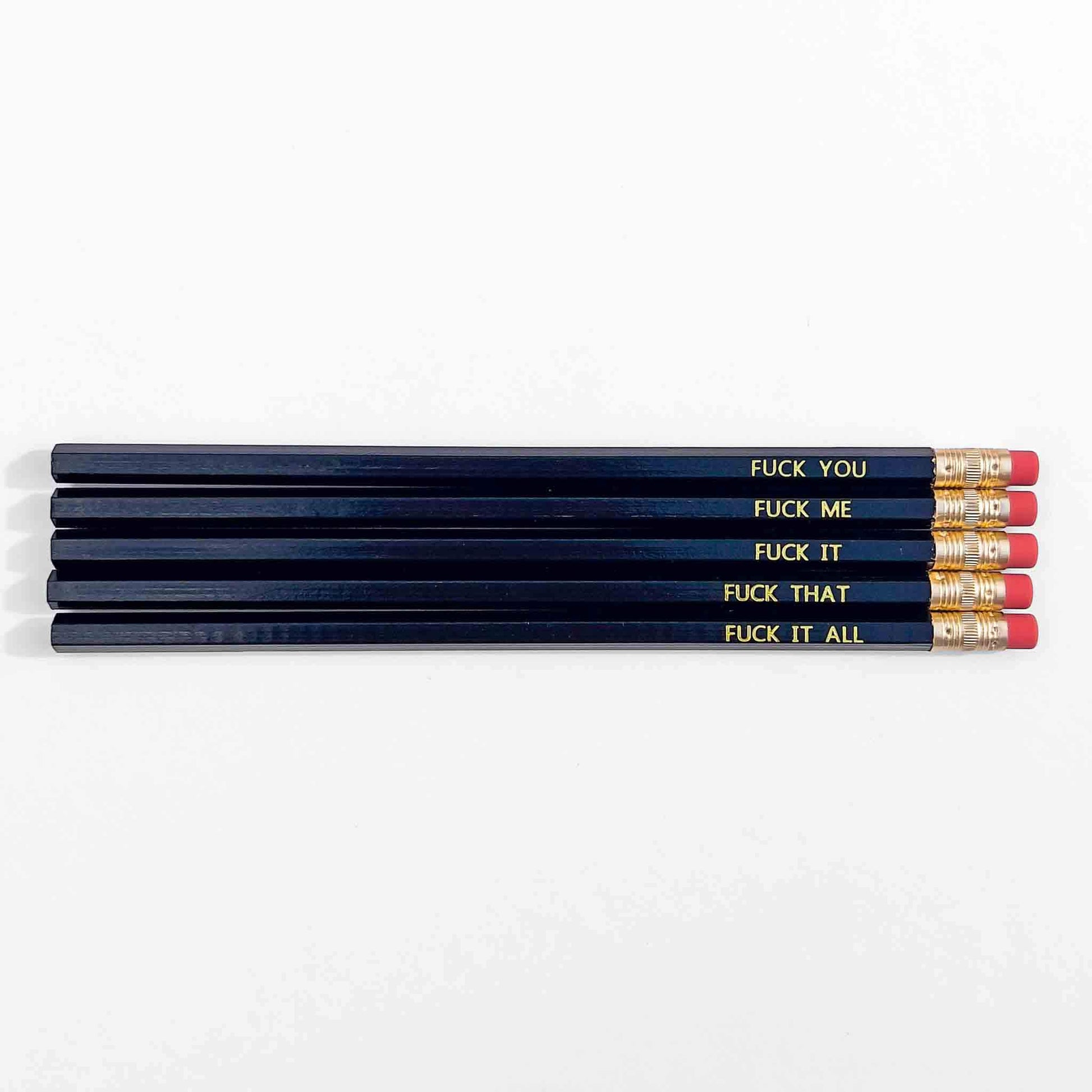 funny swear word phrases foil stamped pencil set