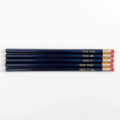 funny swear word phrases foil stamped pencil set