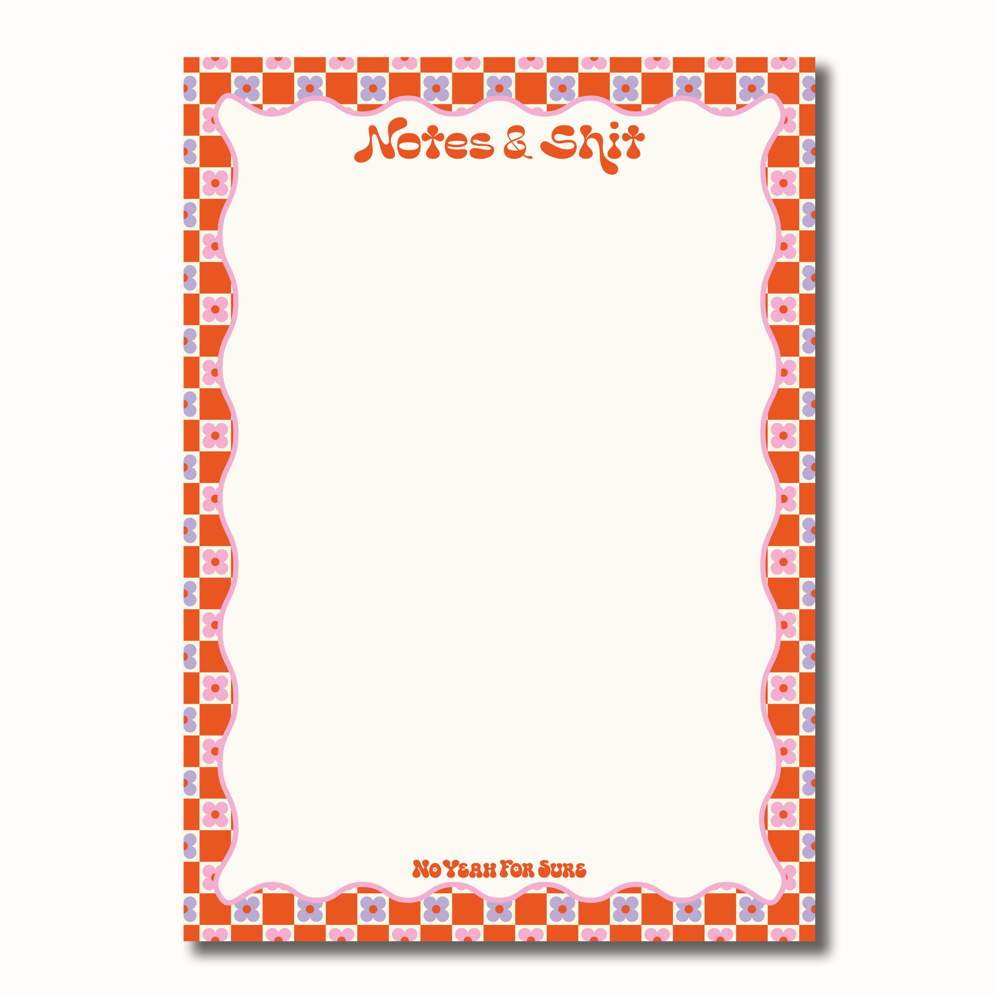 pink orange and lilac retro daisy notes and shit notepad