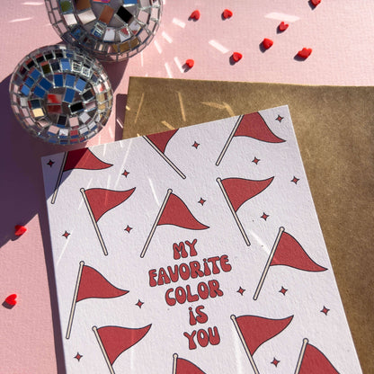 funny red flags valentine's day greeting card
