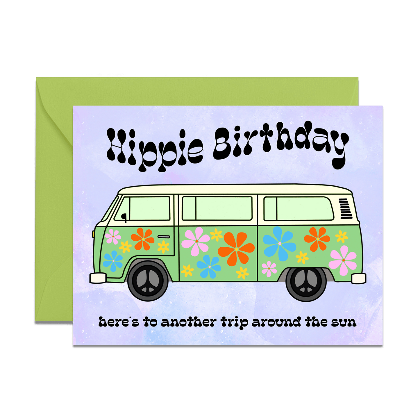 Hippie birthday retro bus card