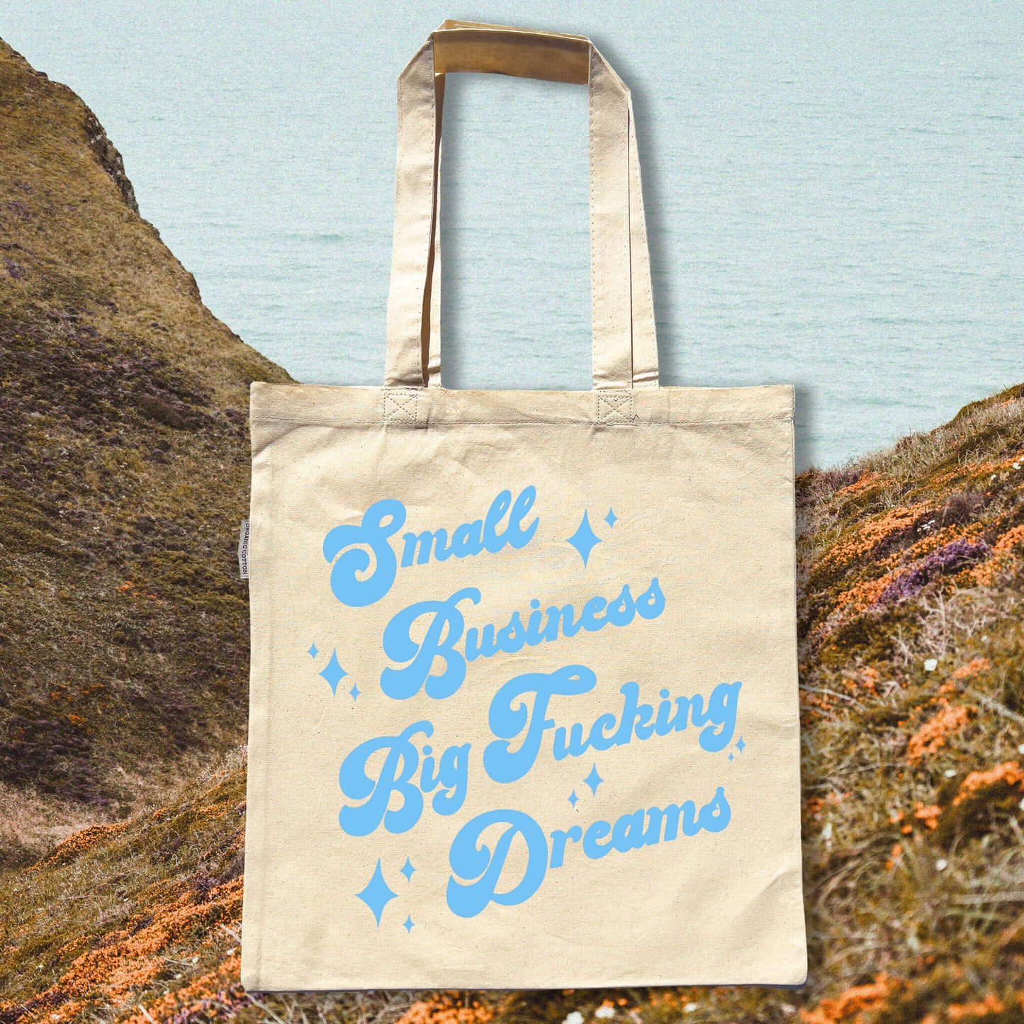 small business big fucking dream with ocean cliff background